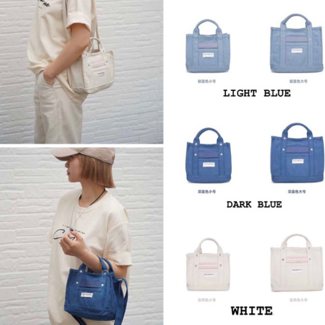 Bag Canvas Caryall Bag / Tas Singapore Bangkok Denim Tote Bag Mirror  / BETV Caryall Tas Selempang F