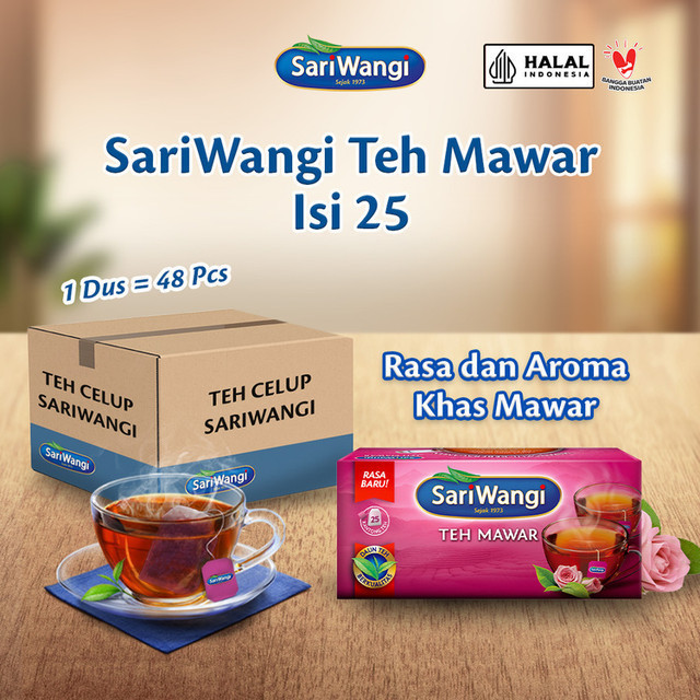 

Sariwangi Teh Mawar Isi 25 Kantung Celup (Isi 48)