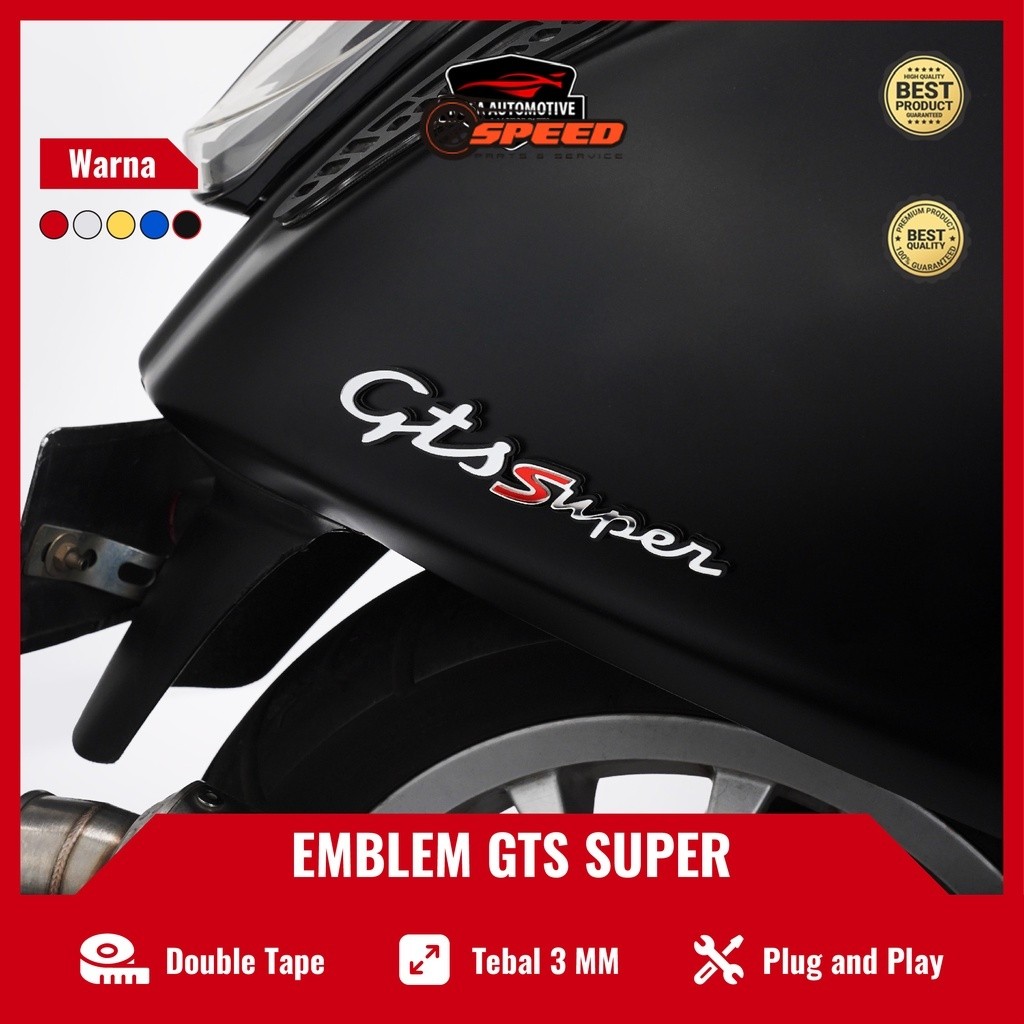 EMBLEM GTS SUPER VESPA TULISAN VESPA BUKAN STIKER ATAU STICKER 3D MELAINKAN BERBAHAN MIRIP PLATINUM 