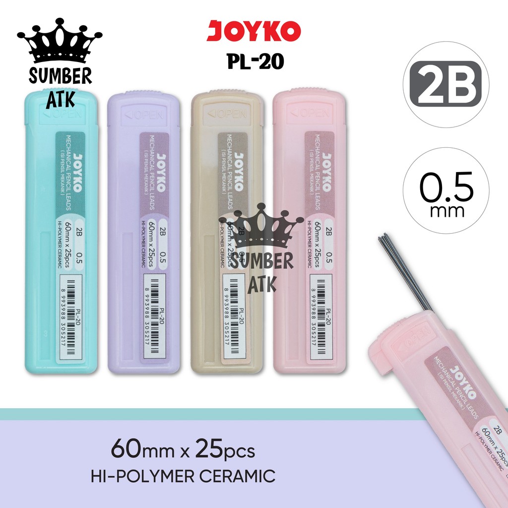 

Pencil Lead JOYKO Isi Pensil Mekanik PL-20 2B 0.5 mm Hi-Polymer Ceramic