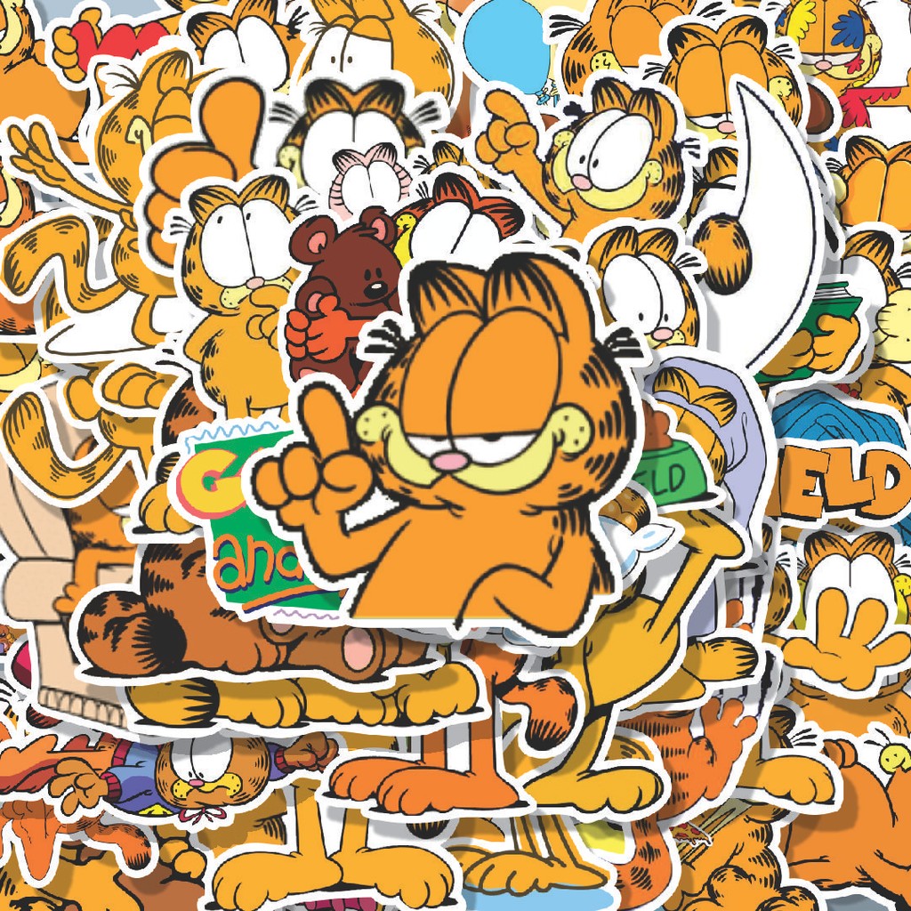 

100PCS Lucu Stiker Kartun Garfield Stiker Aesthetic Stiker Anti Air Stikers Berperekat Waterproof sticker decal buat Motor Helm Buku Journal Koper Casing HP Laptop Botol Minum Hadiah anak