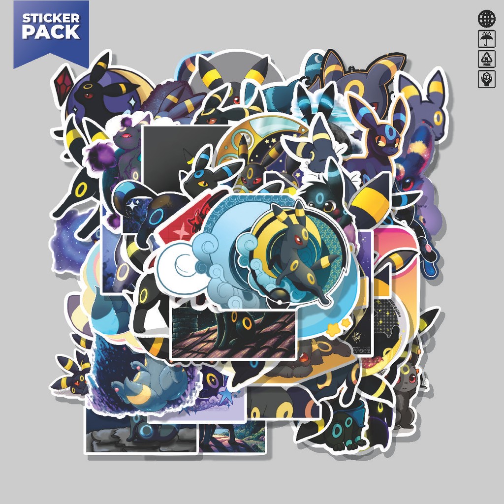 

[100PCS]Stiker Pack Stiker Anime Kartun Karakter Umbreon [Pokemon] Aesthetic Vinyl Anti Air Dekorasi Sticker Laptop Buku Journal Koper Helm Casing HP Gitar Helm Skateboard