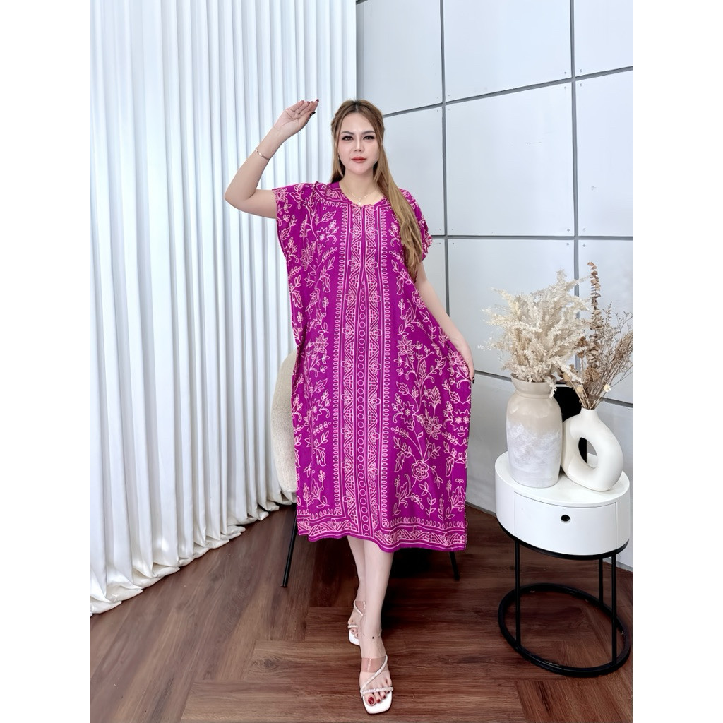 BatikKM Daster Lowo Jumbo Busui Friendly Rayon Adem Cantik Batik Nyaman Zipper dasteranggun Pendek n