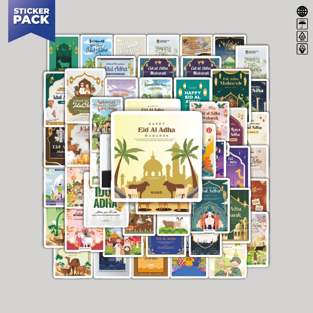

[100PCS]Stiker Pack Stiker Tema Idul Adha V1 Aesthetic Vinyl Anti Air Dekorasi Sticker Laptop Buku Journal Koper Helm Casing HP Gitar Helm Skateboard