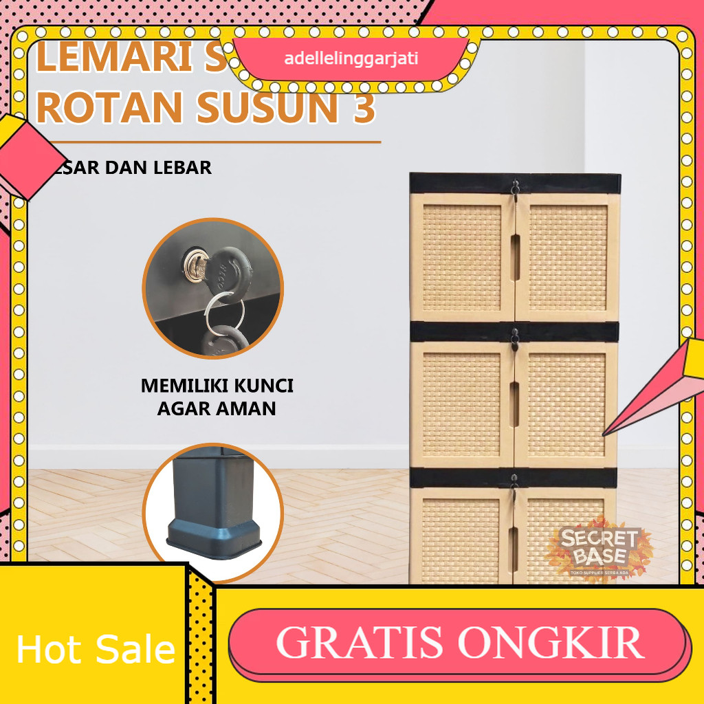 LEMARI STAR SUSUN 3 - Kunci / Lemari Pakaian Jumbo / Lemari Plastik Susun