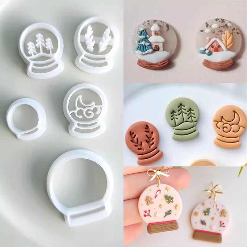 

Christmas Series Crystal Ball Elements Polymer Clay Cutter Earring Mold DIY Jewelry Holiday Party Ornaments Clay Tools