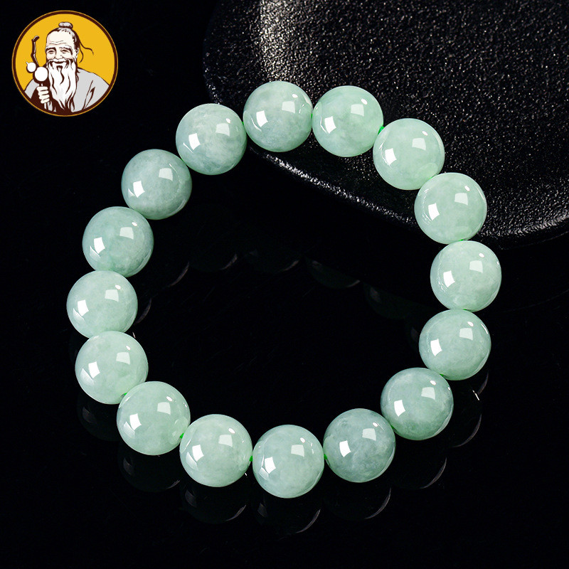 Dengan Sertifikat：Myanmar Alami Sebuah produk, gelang manik-manik bulat jadeite, gelang manik-manik 