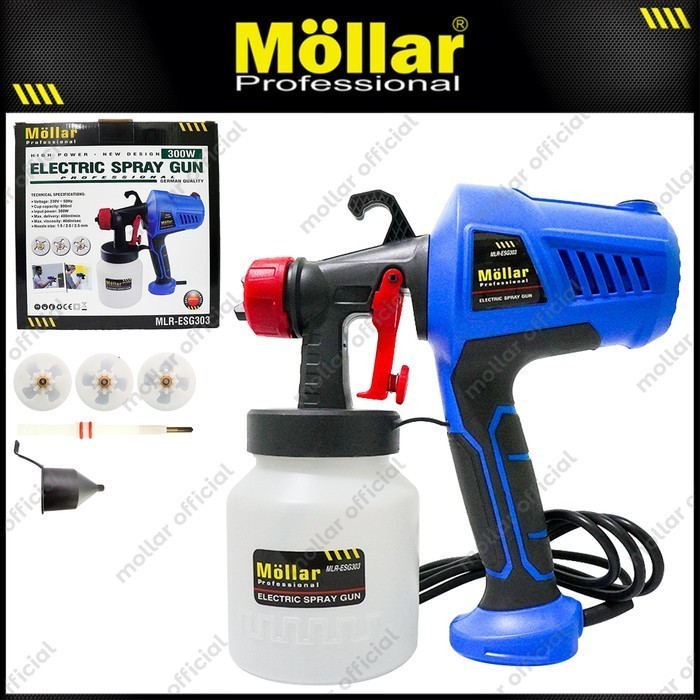 Spraygun Listrik Elektric Spray Gun MOLLAR ESG303 Nozel Kuningan Spray Gun Cat Minyak 300 Watt