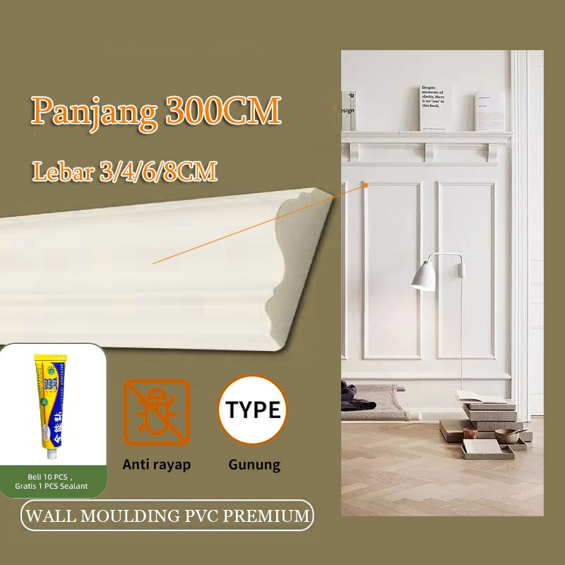 [3METER]List Plafon Wall Moulding List Plafon PVC Sudut List Border Molding Anti Rayap Dan Anti Air 