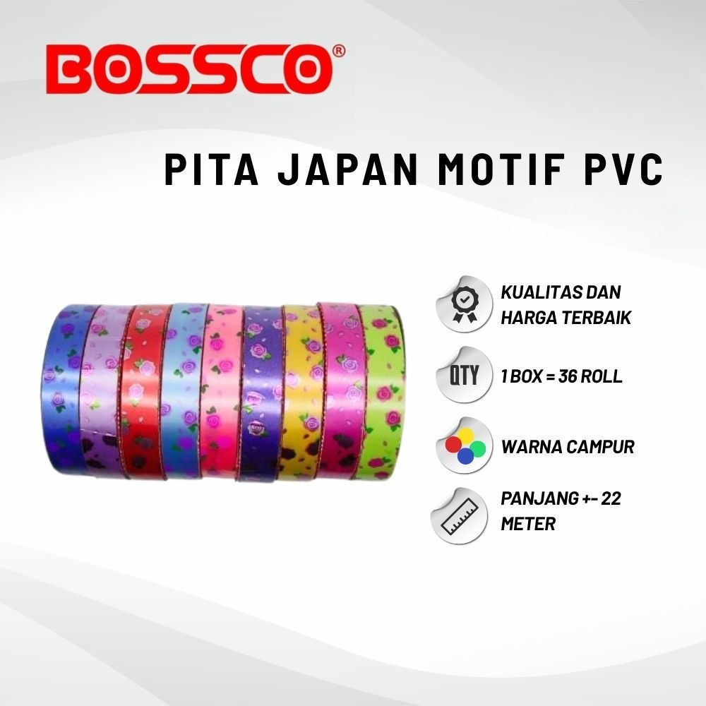 1 BOX isi 36 ROLL MIX WARNA Pita Jepang / Pita / Pita Jepang motif / Pita Jepang plastik PVC