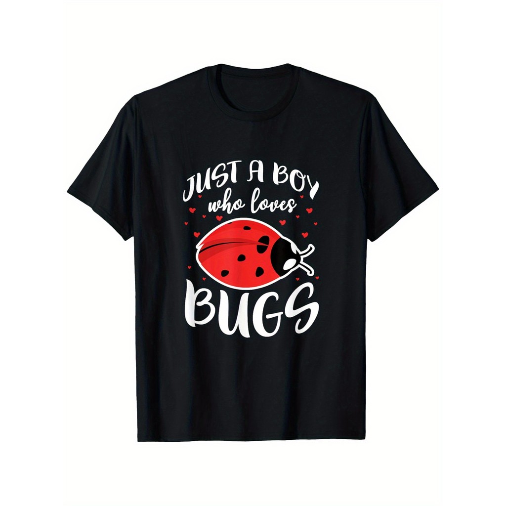 Kaos Pria 'I Love Bugs': Motif Kutu Merah, Katun Ringan, Hadiah Unik untuk Penggemar Serangga