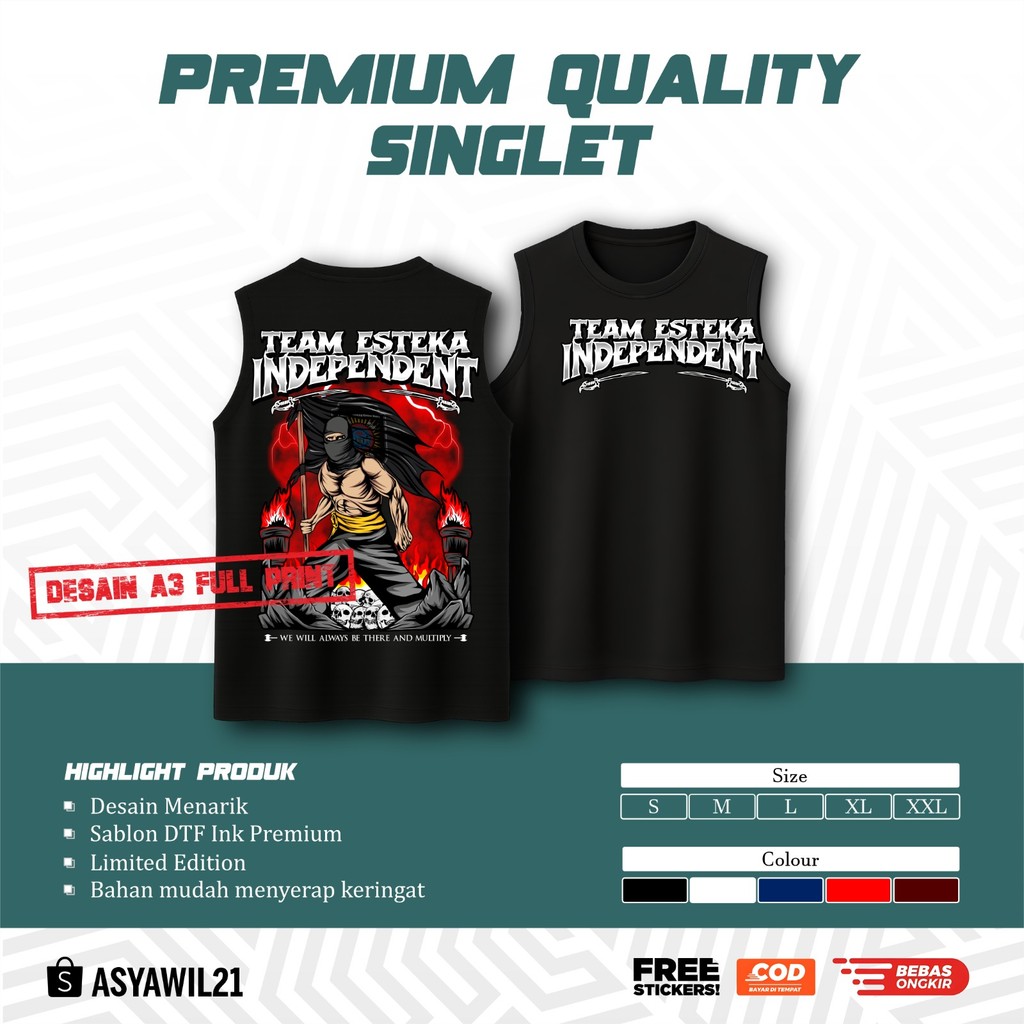 KAOS SINGLET PSHW TEAM ESTEKA INDEPENDENT  - SINGLET PSHW TERBARU - SINGLET PSHW LAMBANG - SINGLET P