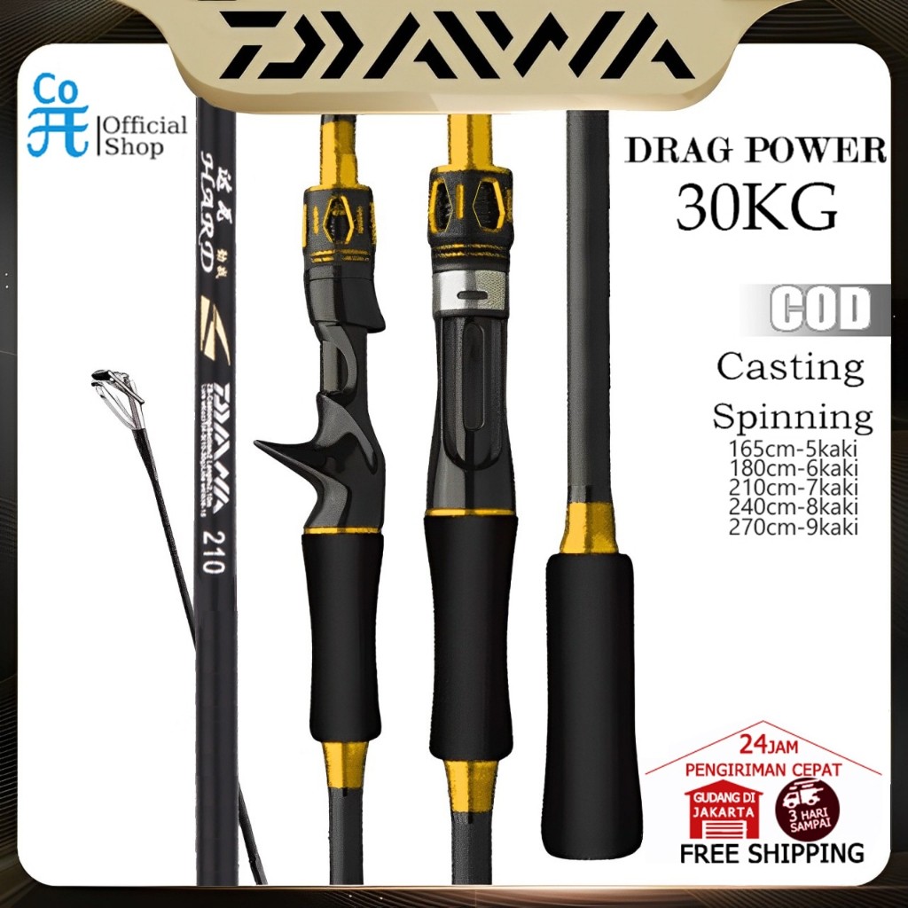 Terlaris DAIWA rod ​165CM/180CM/210CMCasting Fishing Rod Max Drag 30kg Fishing Tackle Outdoor Baitca