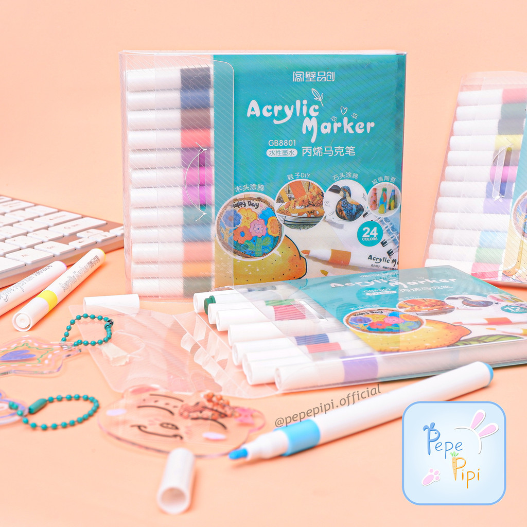 

Spidol Acrylic Marker Cepat Kering Tahan Air DIY Painting Spidol Akrilik Pastel Drawing Pen Warna