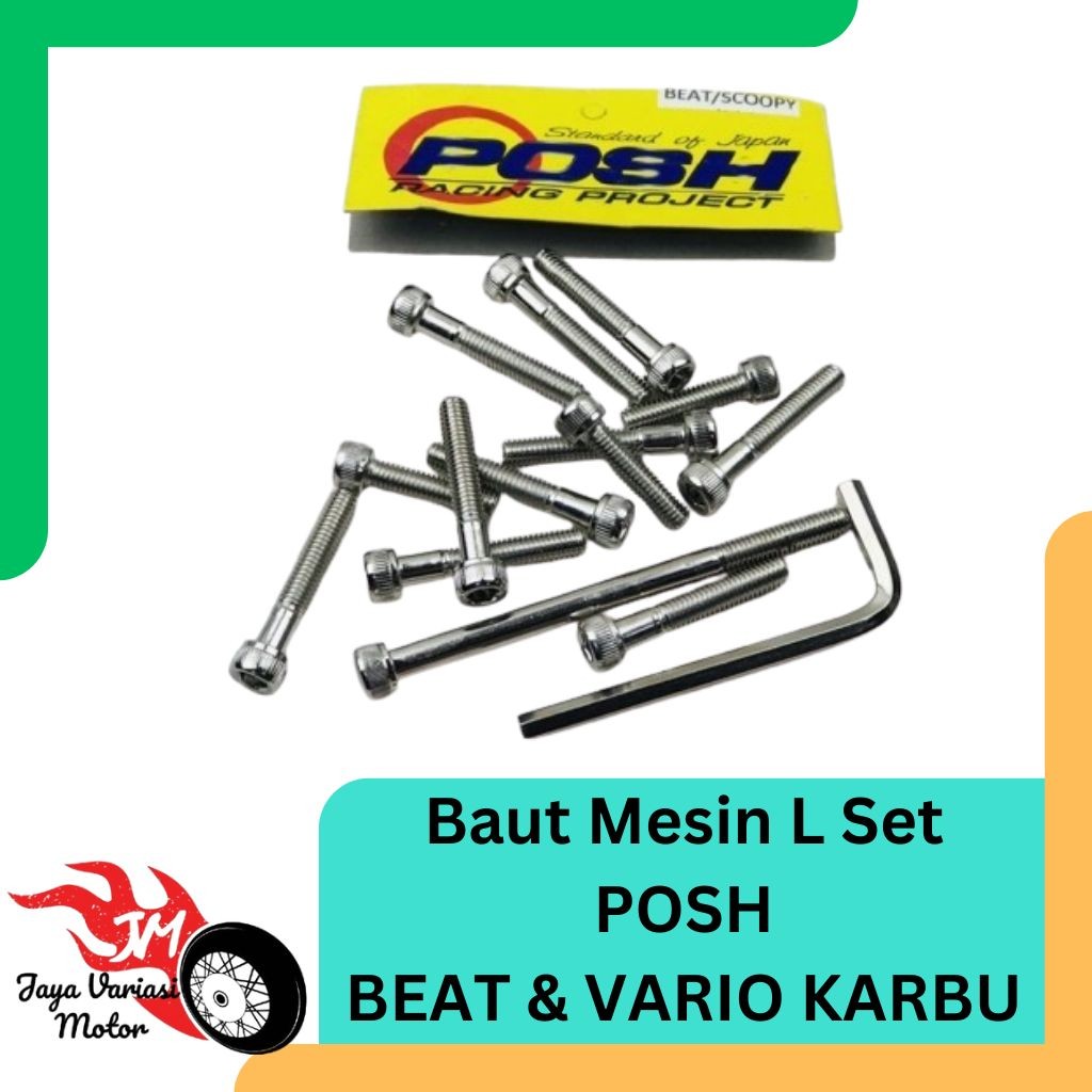 Baut L Blok Mesin CVT Untuk Sepeda Motor BEAT KARBU, VARIO 110, SCOOPY KARBU Free Kunci L ( 1 Set )