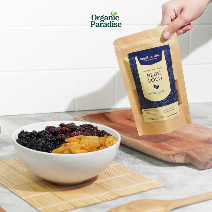 

Snack Mix Dried Fruits Varian Blue Gold 100gram / Cemilan Buah Kering Campur Varian Blue Gold 100gram - BLUE GOLD