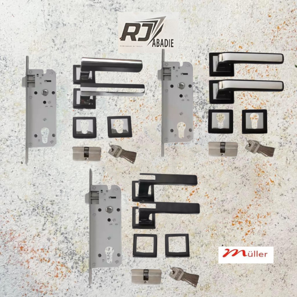 Handle Gagang Kunci Pintu Rumah Pisah Rosed Rollset Stainless Set MULLER