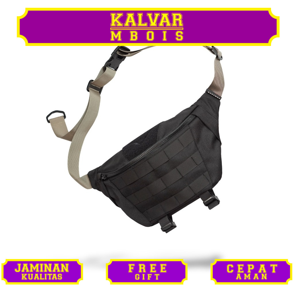 Numerus - Chrono molle tactical waistbag - crossbody bag - sling bag pria warna hitam - techwear