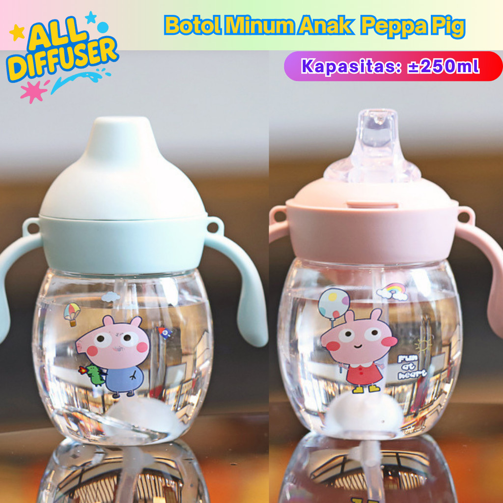 Botol Minum Anak Peppa Pig 280 ml dengan Gagang Pegangan