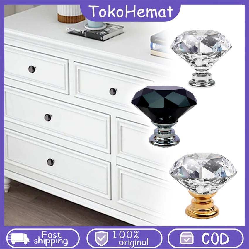 Knob Laci Kristal Knop Tarikan Laci Kenop Laci Lemari Bulat Handle Pintu Lemari Pegangan Laci Lemari