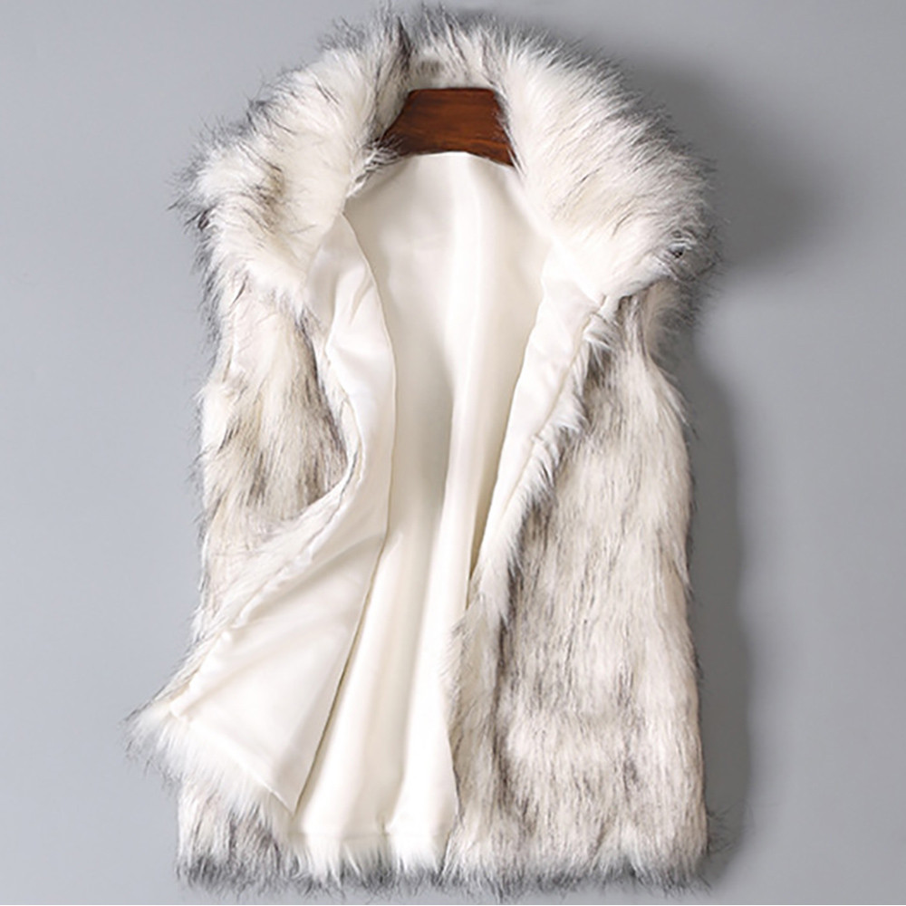Winter Women's Vest Coat Wool Vest Faux Fur Vest Stand Collar Faux Fur Coat Vest Jacket Outdoor Wind