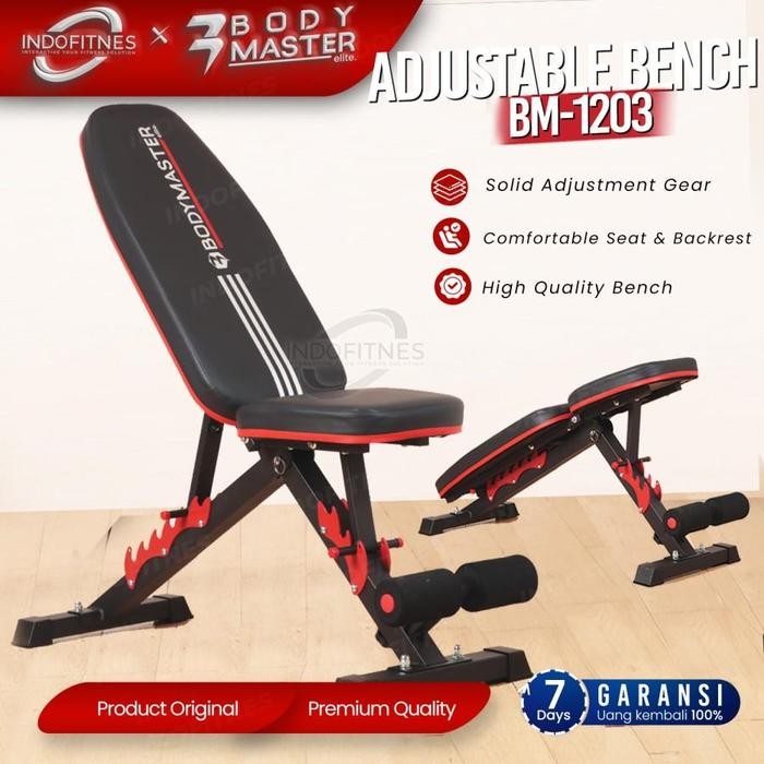 BODYMASTER Adjustable Bench BM-1203 HE - Kursi Gym Fitness Bench Press - BLACK