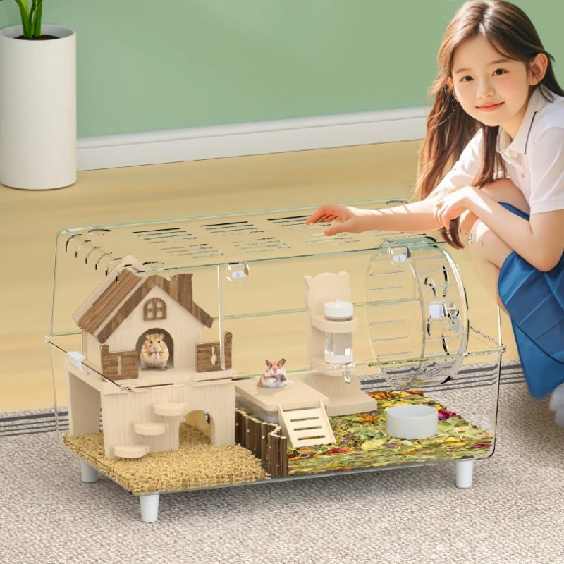 ‌Large Transparent Hamster Cage 2Layer Luxury Villa with Extra Space Cheap Dwarf Syrian Habitat Acry