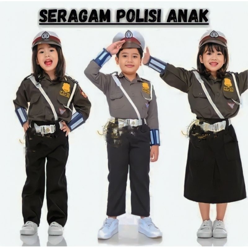 MALLALLYSON Baju Polisi Anak Laki-laki dan Perempuan TK / Seragam Polisi Anak / Baju Karnaval Pocil