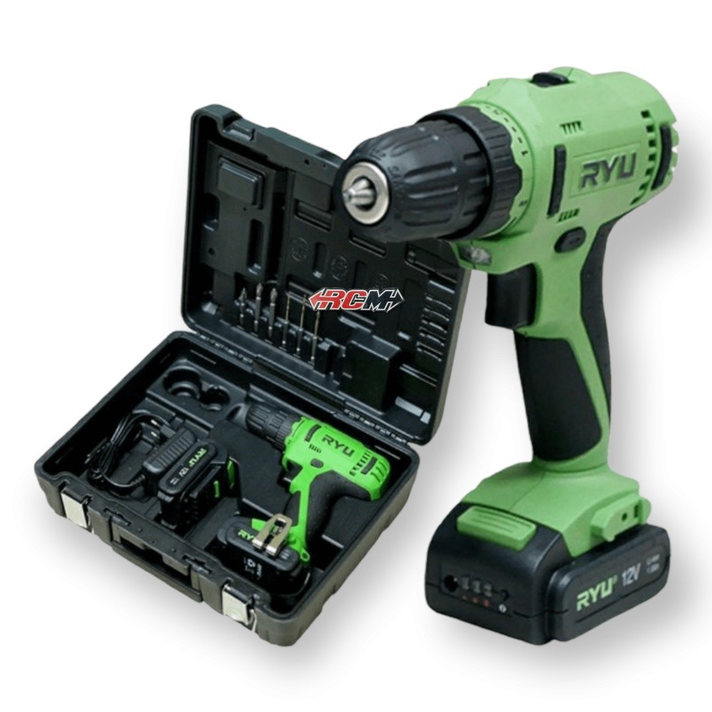RCD12V RCD 12V CORDLESS DRILL ALAT MESIN BOR CAS CHARGER BESI DAN KAYU BATERAI BATERE 12VOLT 12 VOLT