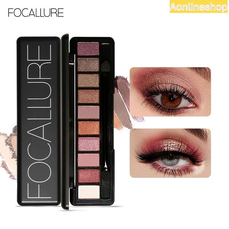 AS FA08 FOCALLURE 10 Warna Eyeshadow Palette Nude eye shadow with Brush ~ ( Focallure FA 08 )