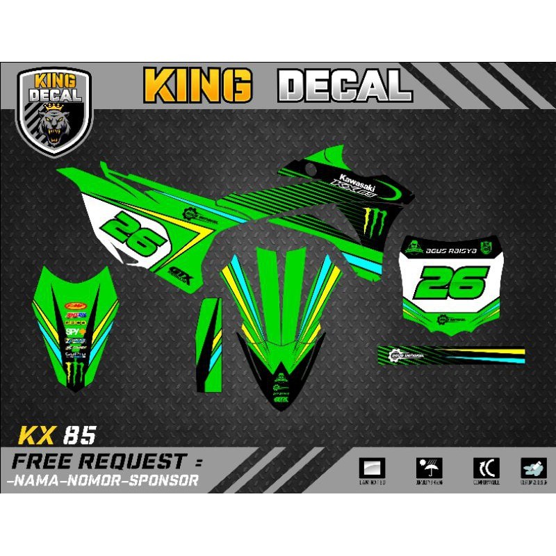 DEKAL MOTOR DECAL KX 85 STRIPING KX 85 STIKER KX 85 FULL BODY 2