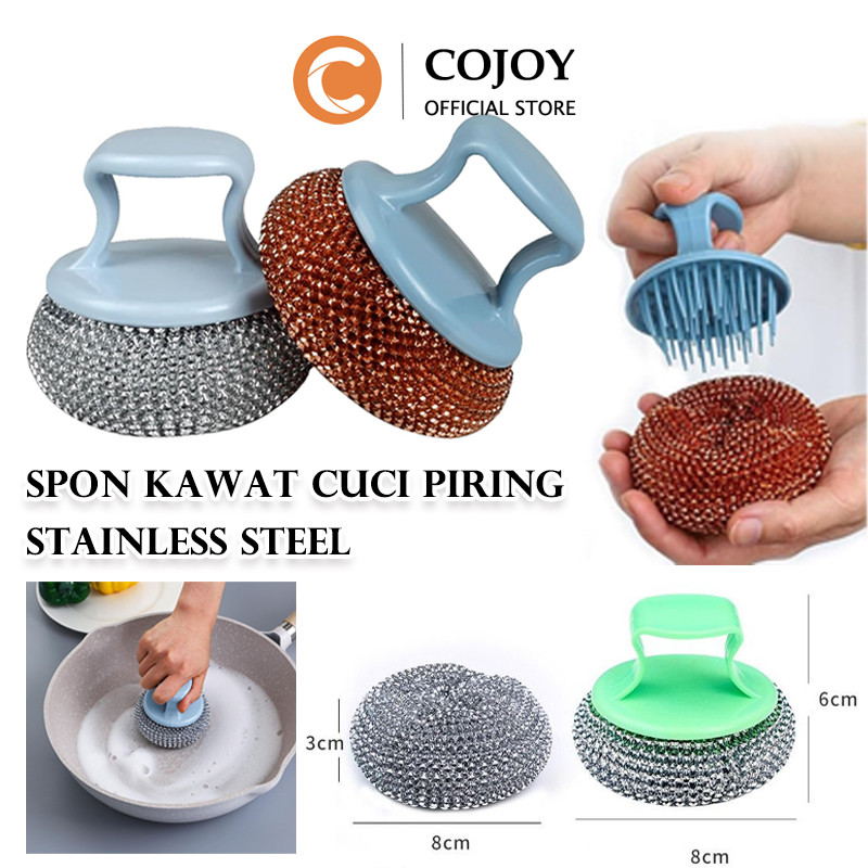 3PCS Sabut Kawat Dengan Gagang /Spon Kawat Dengan Gagang Stainless Steel