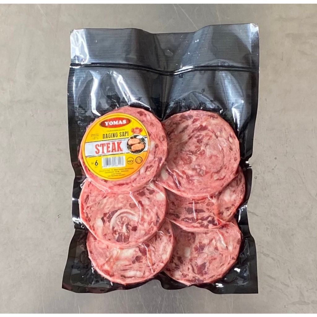 Yomas Beef Saikoro Steak Isi 6pcs 500gr / Daging Sapi Steak Saikoro
