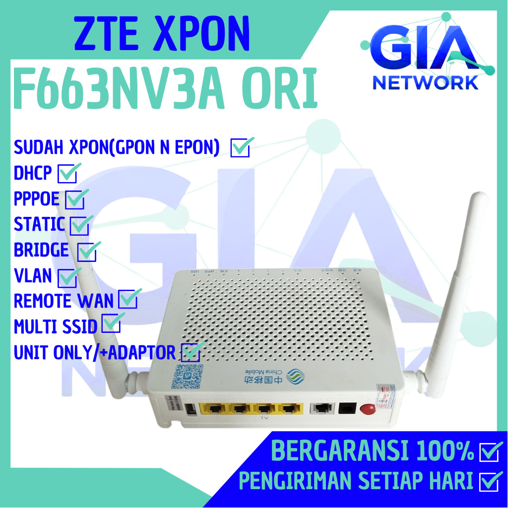 ZTE XPON F663NV3A ORI PPPOE VLAN BRIDGE 5DB CASE BEKAS OMCI EPON GPON ONT ONU SUPPORT ALL OLT
