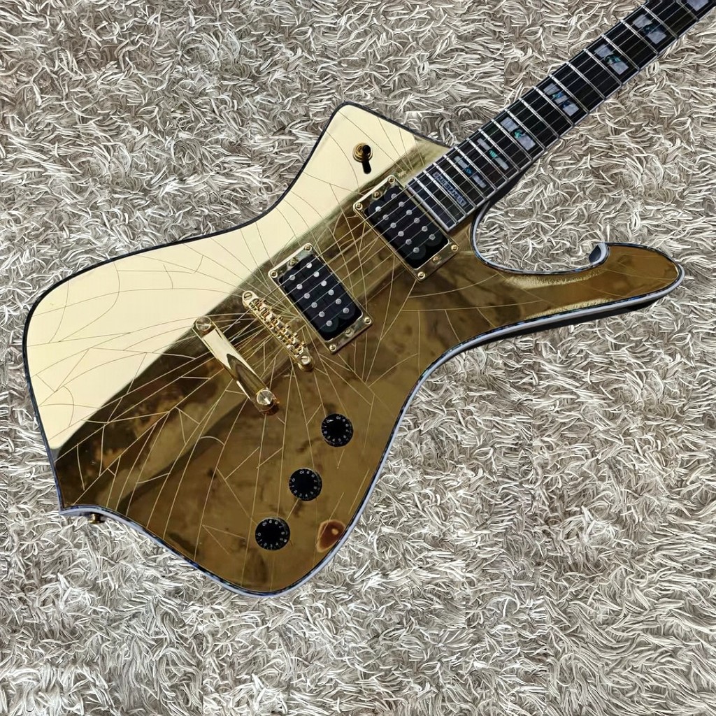 High quality Iceman golden Guitar 6 Strings Electric Guitar Abalone Body Binding Abalone Pearl Block