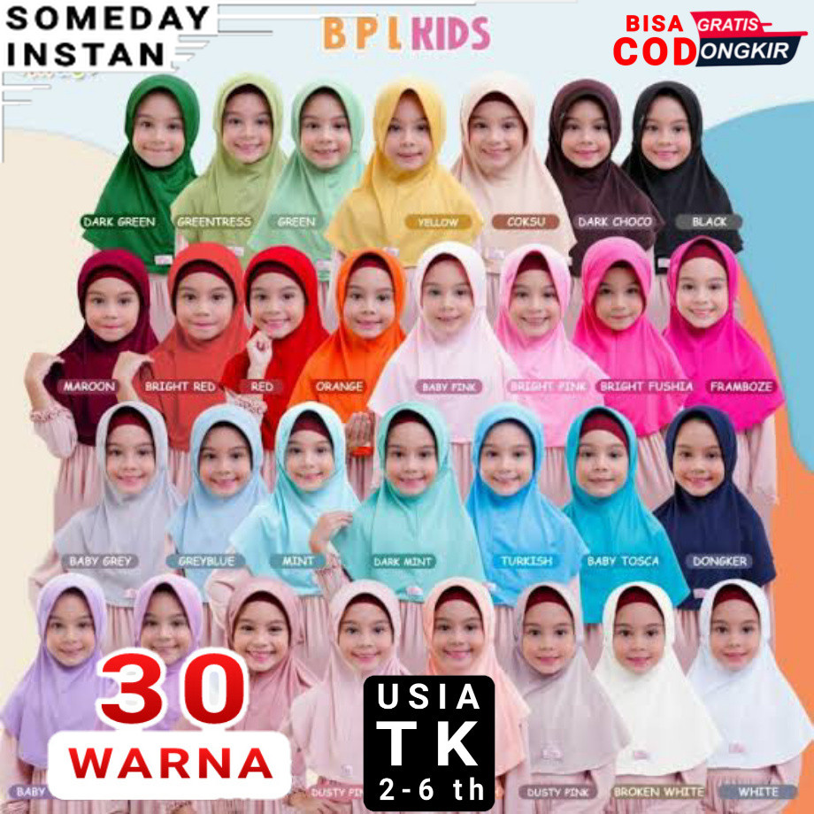 MIULAN BPL M KIDS ANAK TK TALI SERUT HIJAB JERSEY JILBAB INSTAN KHIMAR INSTANT / M / READY GROSIR KE