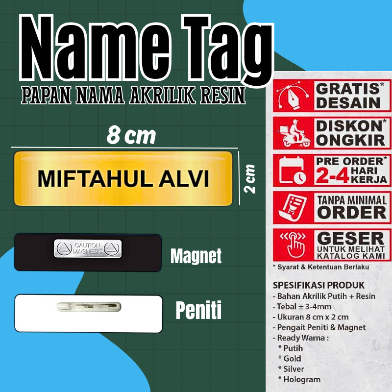 Nama Dada Plus Pin Korpri Nama Dada Kuningan Pin Korpri