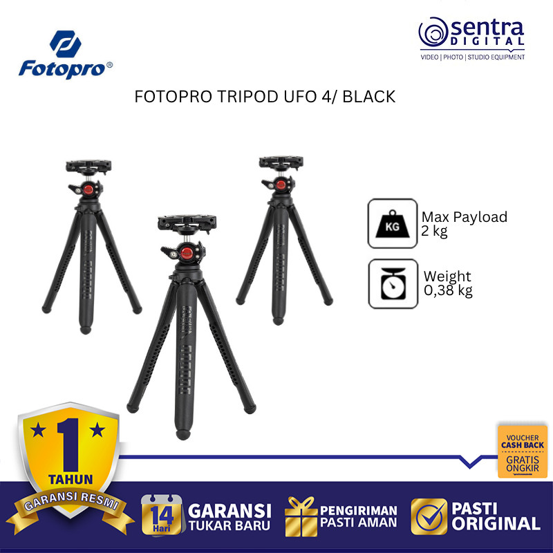 Fotopro UFO 4 Black – Tripod Serbaguna untuk Konten Kreatifmu (X01)