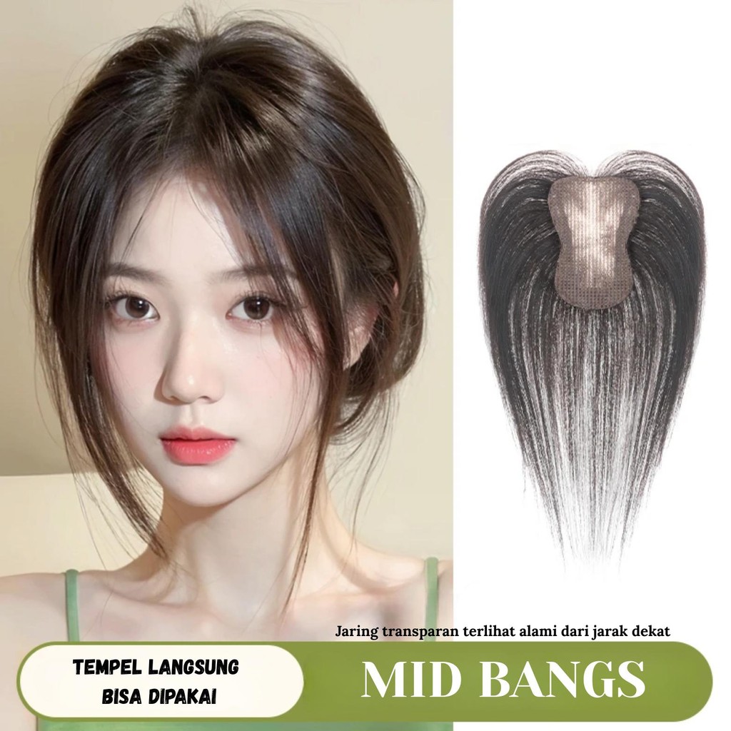 J5 - 100% Rambut Asli Manusia, Cenlana Wig Wanita Atas Kepala Tempel Langsung Tanpa Clip Atau Jepita
