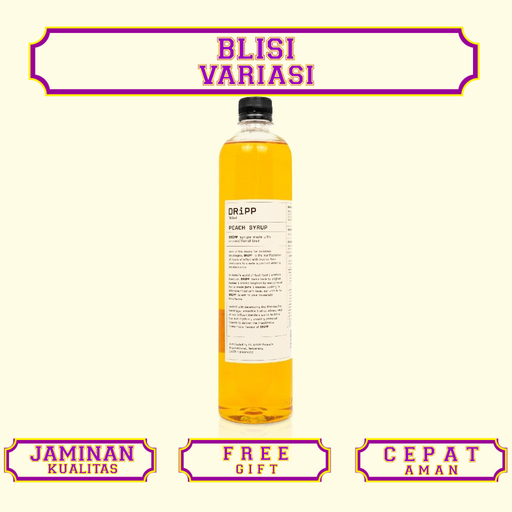 DRiPP Peach Syrup - Perasa Minuman Berbentuk Sirup Rasa Buah Persik Untuk Kafe dan Restoran