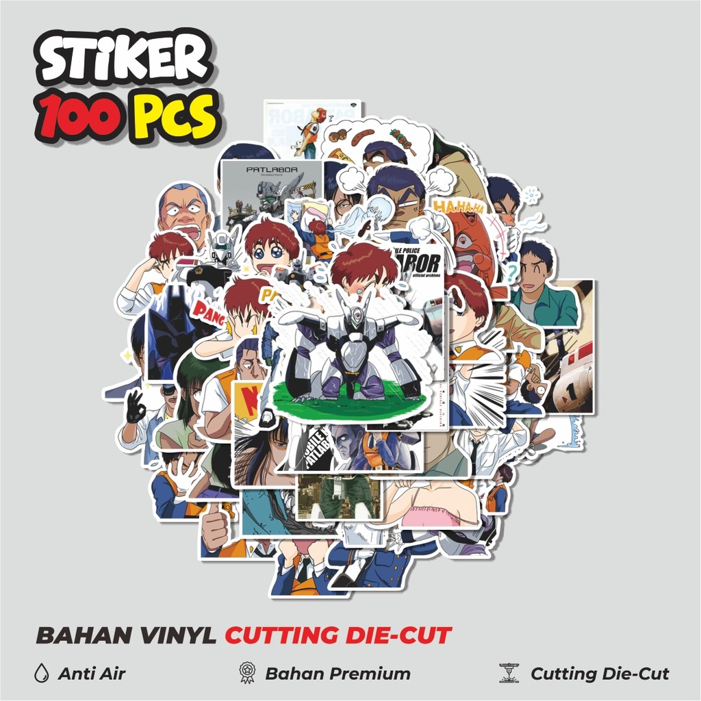 Terbaru 50 pcs Stiker Patlabor Robot Anime Dekorasi Lucu Kreatif untuk Notebook, Skateboard, HP