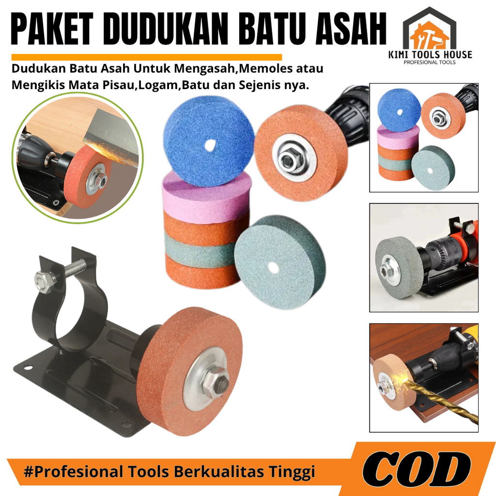 Bracket Stand Dudukan Mesin Bor DIY INCLUDE BATU ASAH / POLES Mata Gerinda Batu Mengasah Memoles
