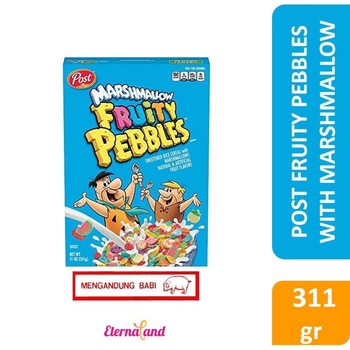 [  Djaya Djaya   ] Post Fruity Pebbles with Marshmallows - sereal impor NON HALAL - Marshmallow, Non
