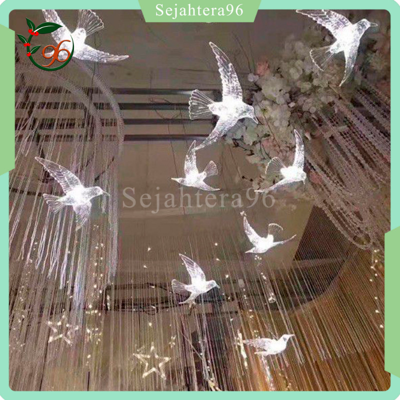 Lampu Burung Akrilik Burung Plastik Dekorasi Hias Gantung LED Dekorasi Wedding Plastik Acrylic Pelam