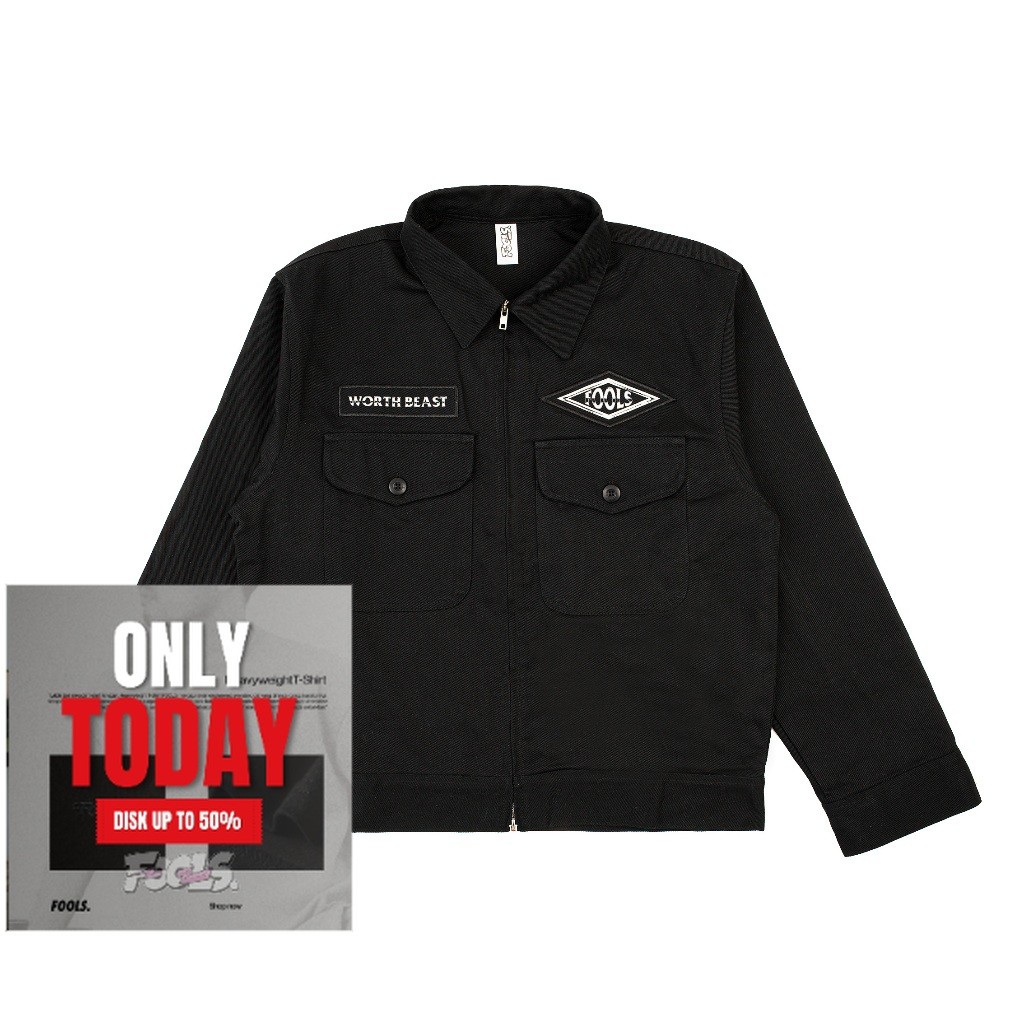 Fools Clothing Work Jaket Bordir Simple Jaket Casual Twill