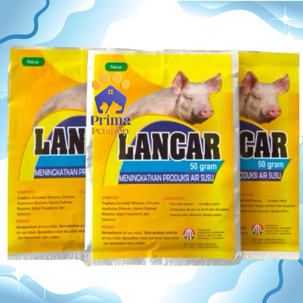 Lancar Babi 50 gram meningkatkan produksi air susu induk babi