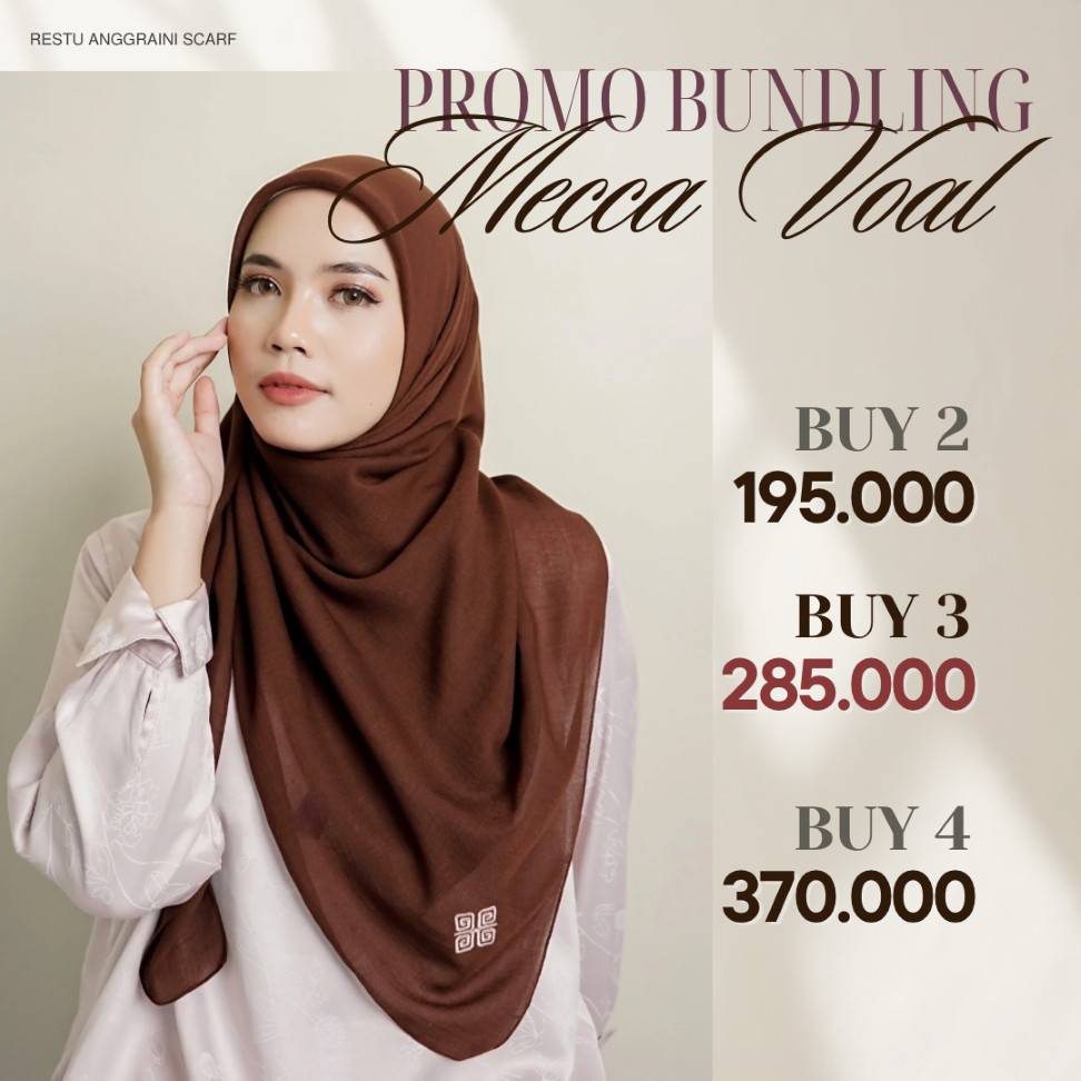 HUNTEDMANE Restu Anggraini - Mecca Voal Scarf Hijab Segiempat Polos