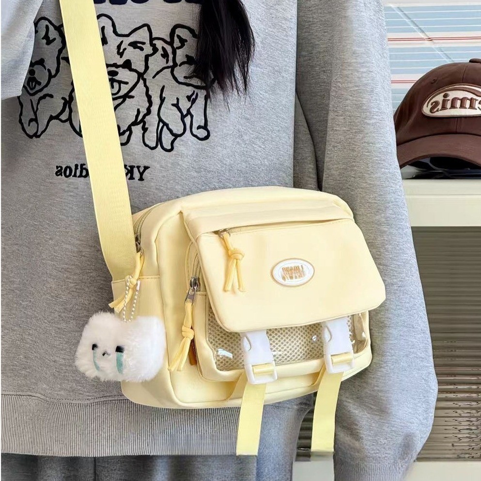 Tas Ita Bag Transparan Anime Gaya Jepang INS, Tas Selempang Messenger Besar untuk Wanita Remaja Seko