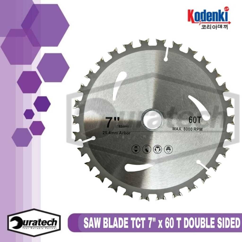 Kodenki Mata Circular Saw Blade 7” x 60T Double Sided Double Mata - Mata Mesin Circular Saw Circle S