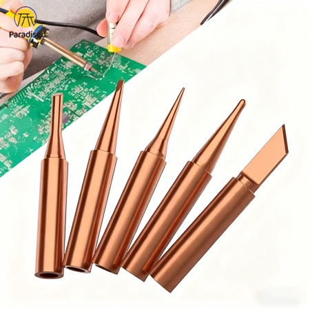 Paradised 5PCS Ujung Solder Logam Tembaga / Mata Solder Station Tembaga Murni / Mata Solder Tembaga